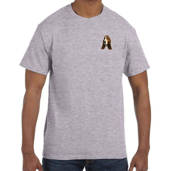 Basset Hound Embroidered Mens T-Shirts Discount - Image 2