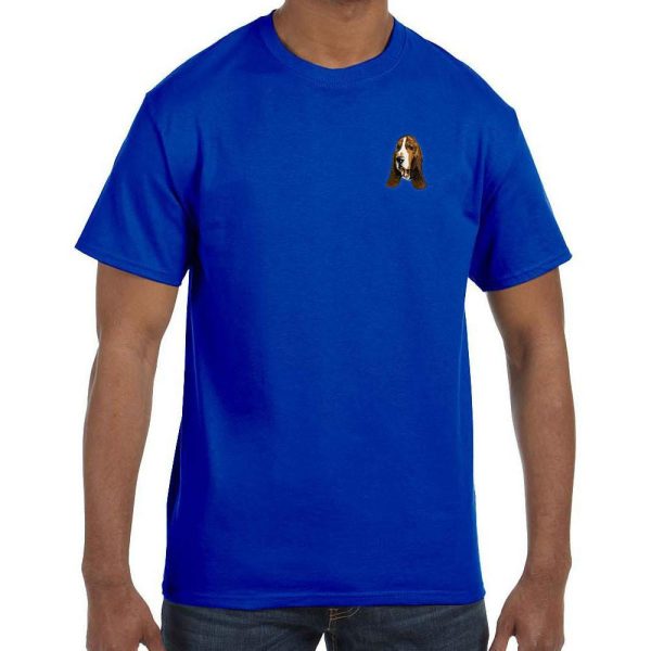 Basset Hound Embroidered Mens T-Shirts Discount